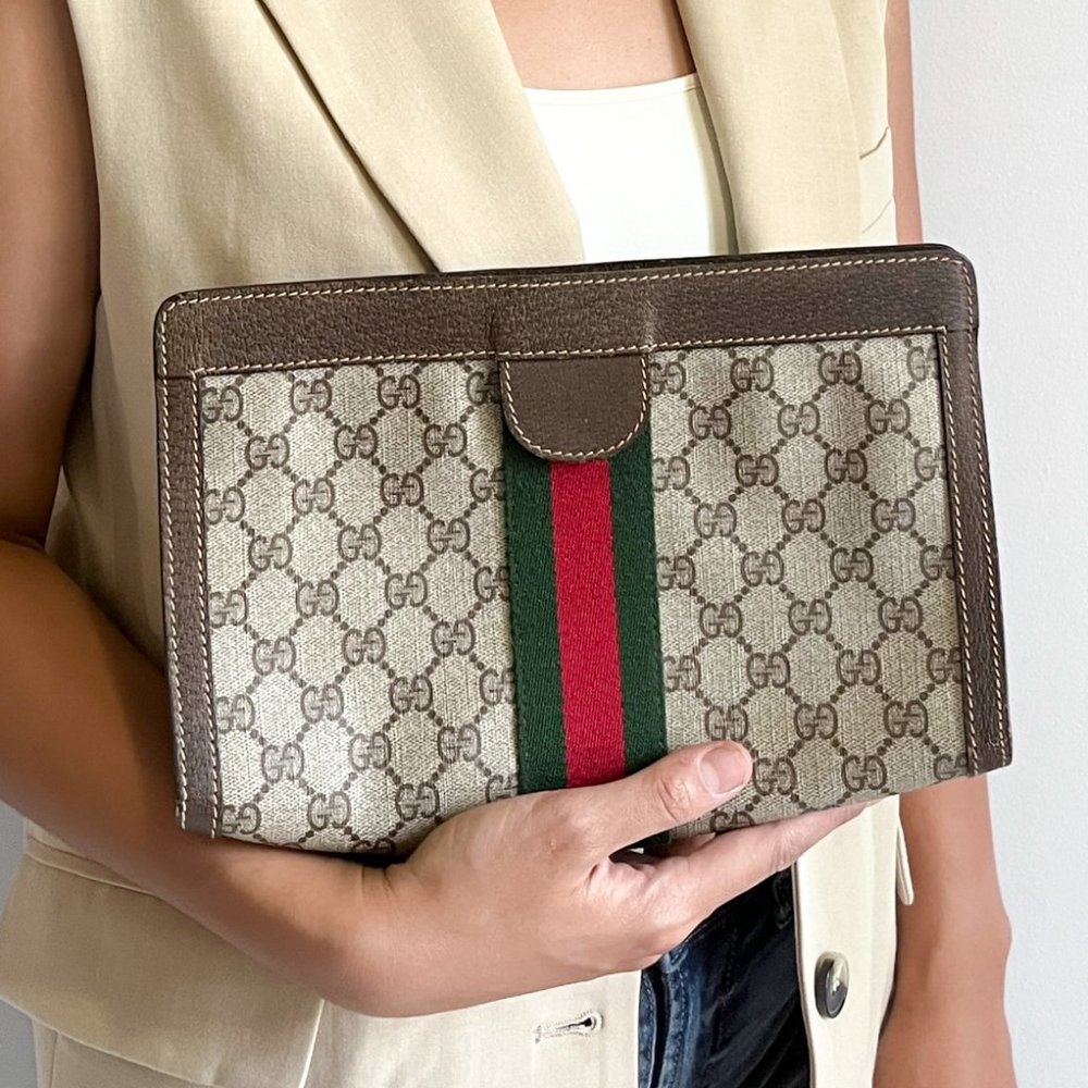 Gucci Vintage 1980s GG Supreme Web Clutch Bag